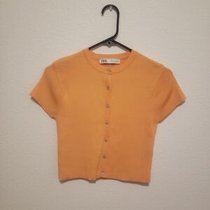 Zara Tangerine Short Sleeve Cardigan